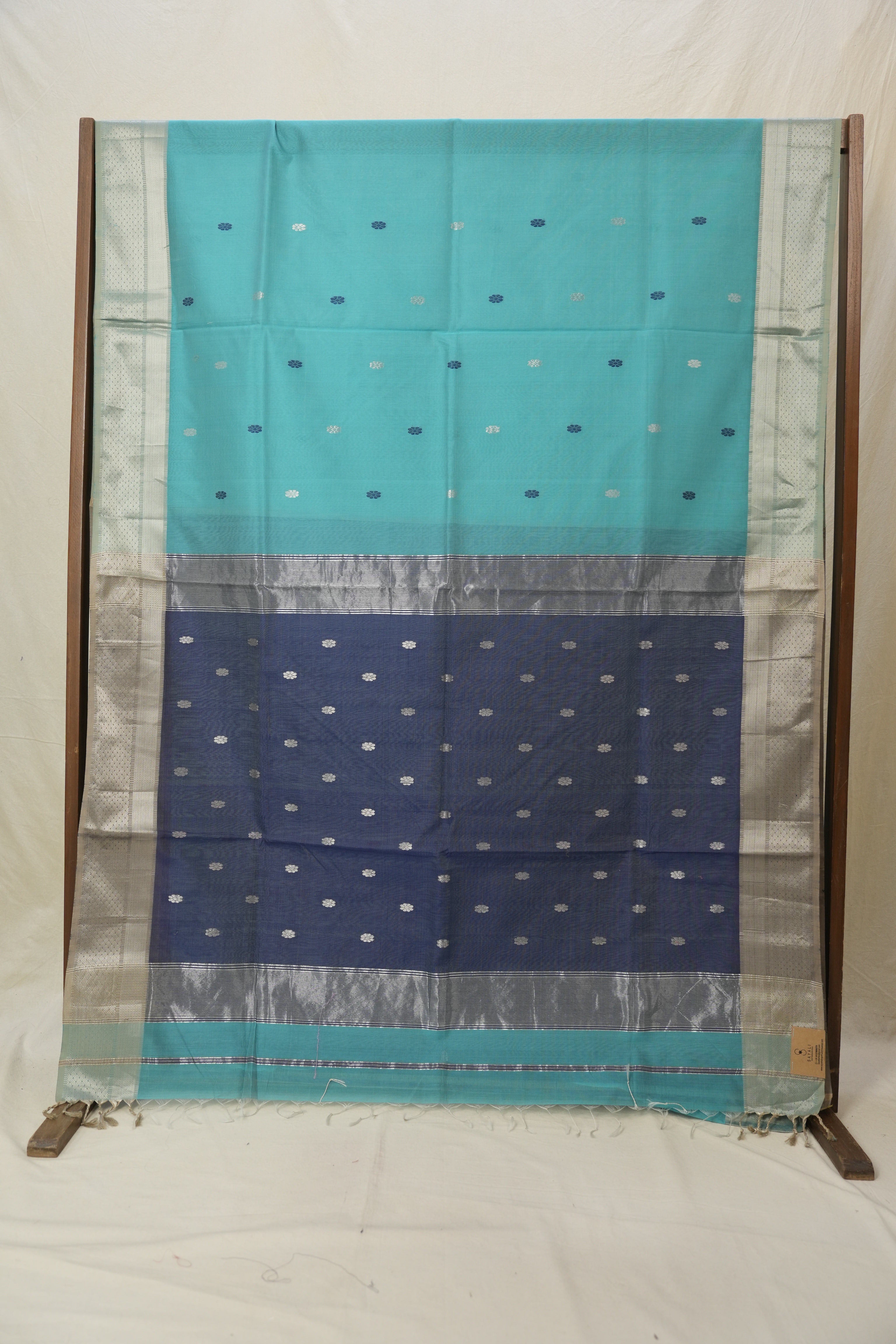 Aqua Blue Maheshwari Saree - SRABMS1056