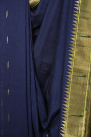 Navy Blue Cotton Paithani Saree - SRNBCPS758