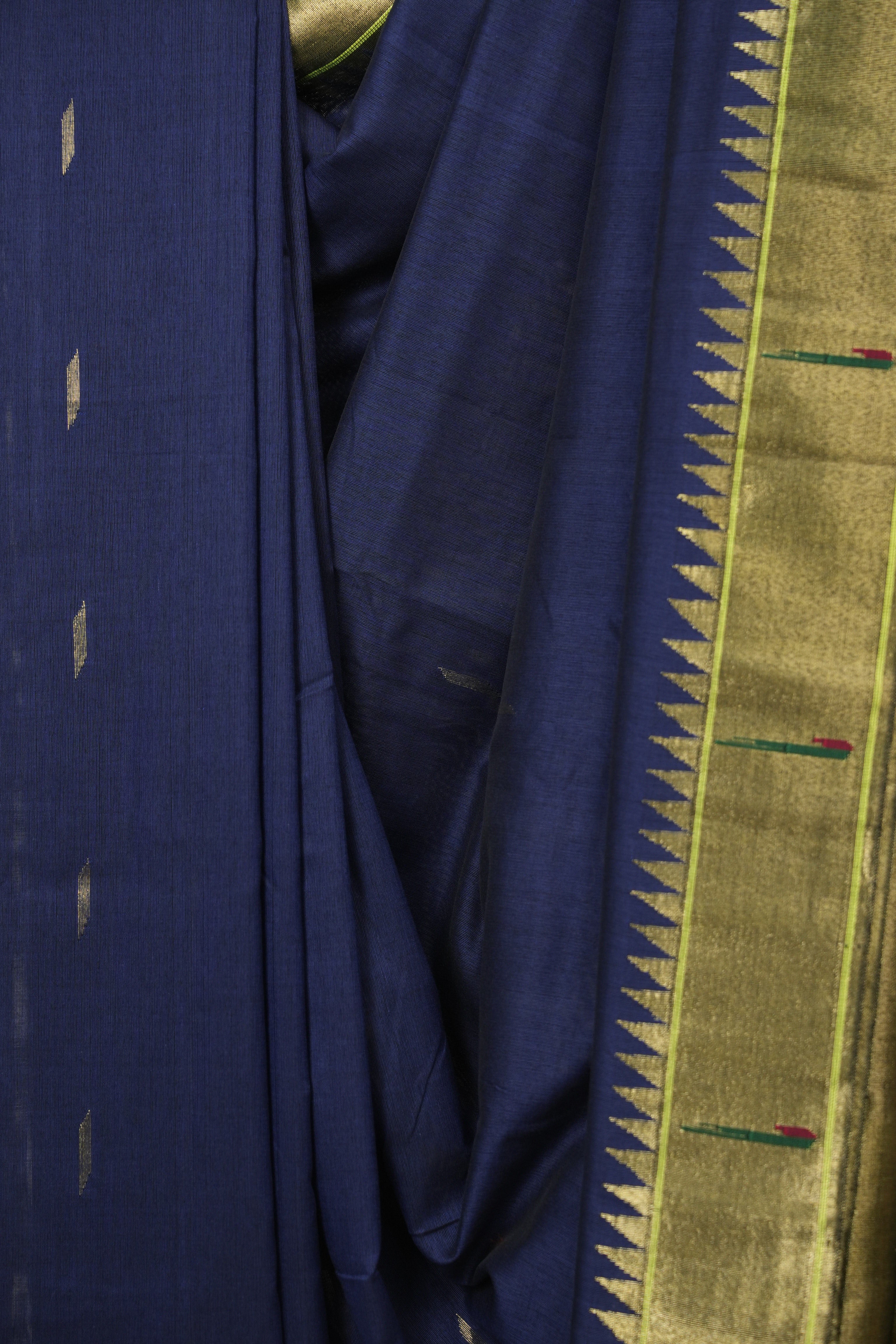Navy Blue Cotton Paithani Saree - SRNBCPS758