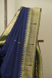 Navy Blue Cotton Paithani Saree - SRNBCPS758