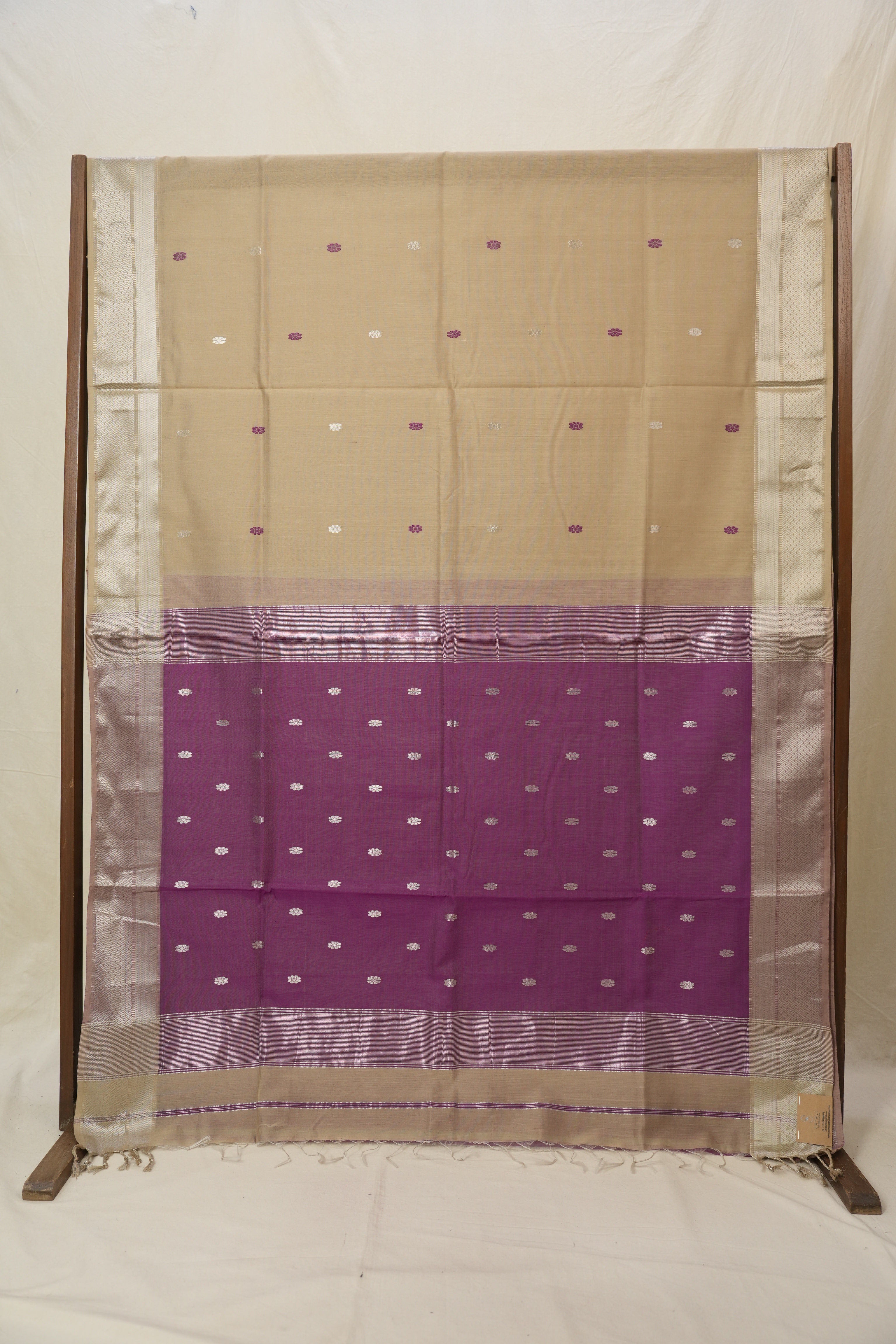 Sand Beige Maheshwari Saree - SRSBMS1048