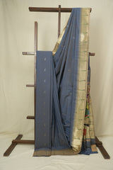Grey Cotton Paithani Saree - SRGCPS759