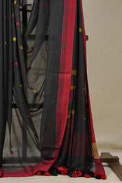 Black Bengal Mul Cotton Saree - SRBBMCS014