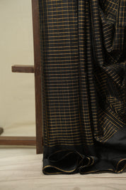 Black Raw Silk Saree - SRBRSS1156