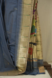 Grey Cotton Paithani Saree - SRGCPS759