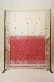 White Maheshwari Saree - SRWMS1049