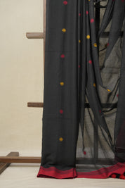 Black Bengal Mul Cotton Saree - SRBBMCS014