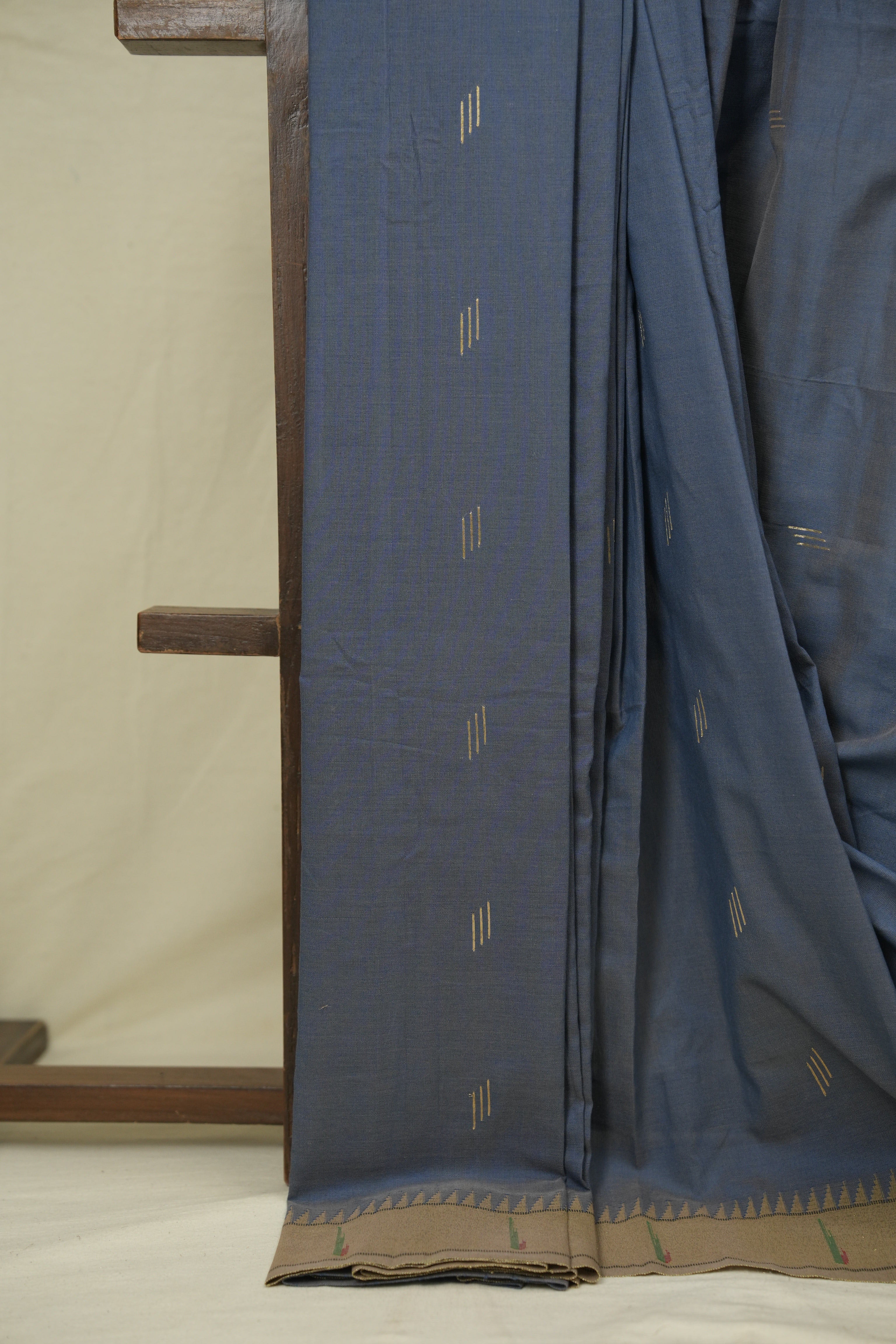 Grey Cotton Paithani Saree - SRGCPS759