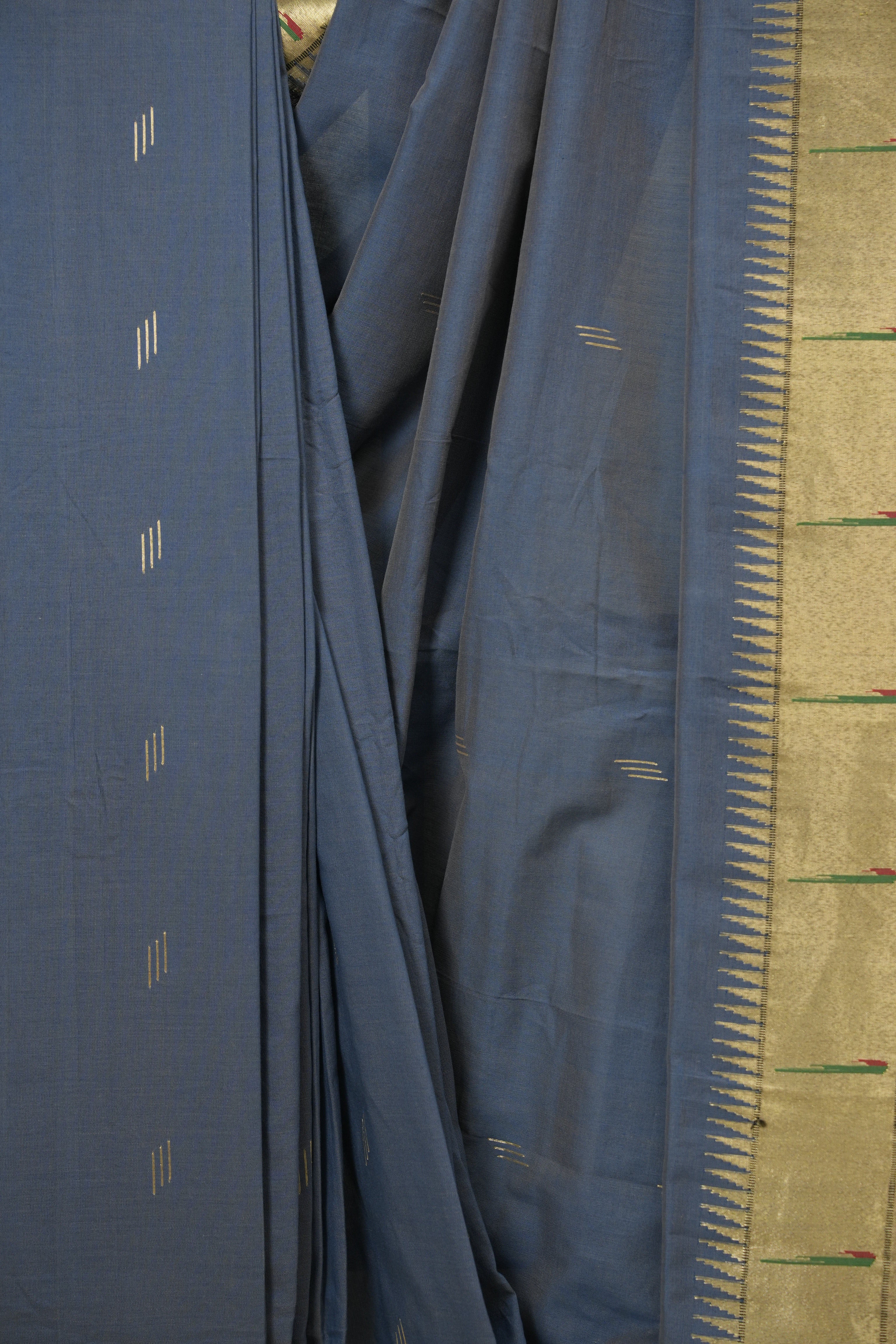 Grey Cotton Paithani Saree - SRGCPS759