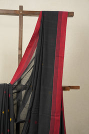Black Bengal Mul Cotton Saree - SRBBMCS014