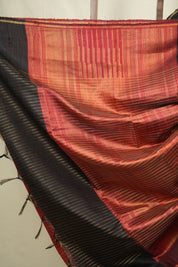 Black Raw Silk Saree - SRBRSS1156