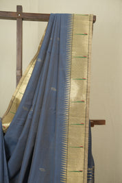 Grey Cotton Paithani Saree - SRGCPS759