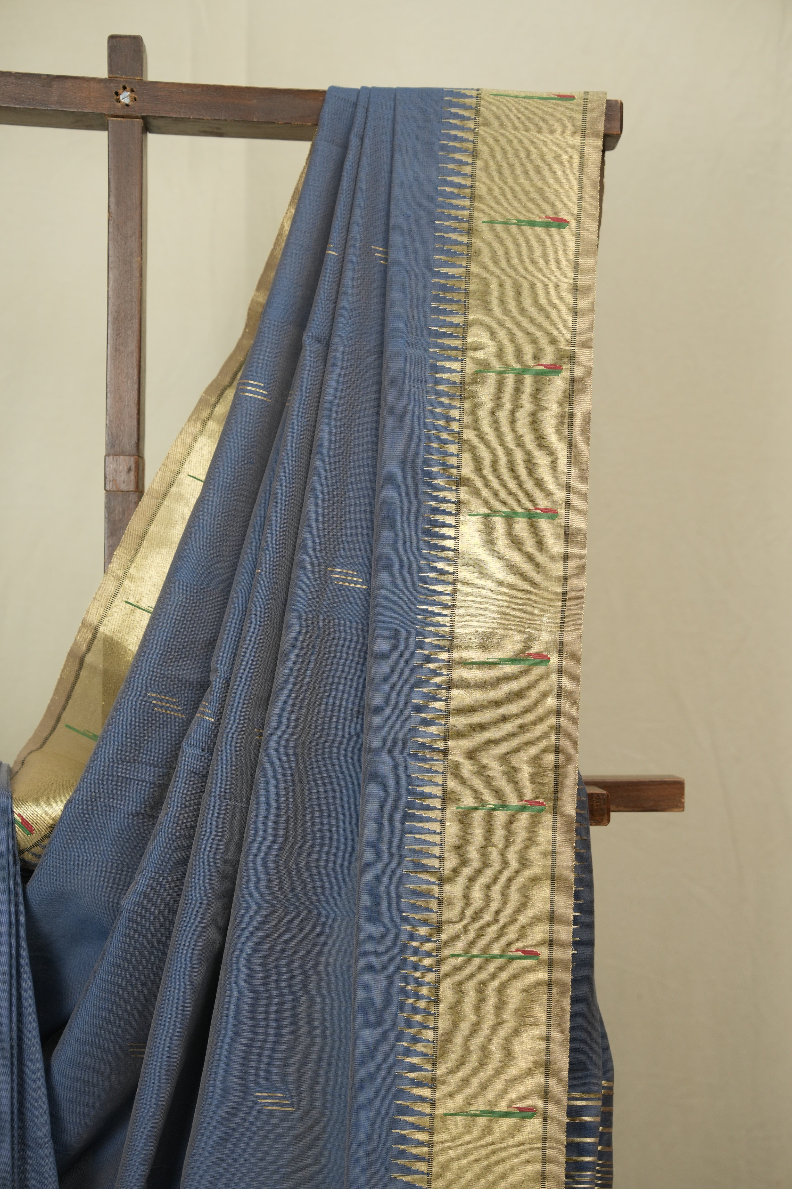 Grey Cotton Paithani Saree - SRGCPS759