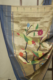 Grey Cotton Paithani Saree - SRGCPS759