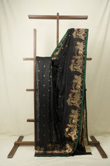 Black Chanderi Silk Saree - SRBCSS530