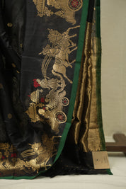 Black Chanderi Silk Saree - SRBCSS530