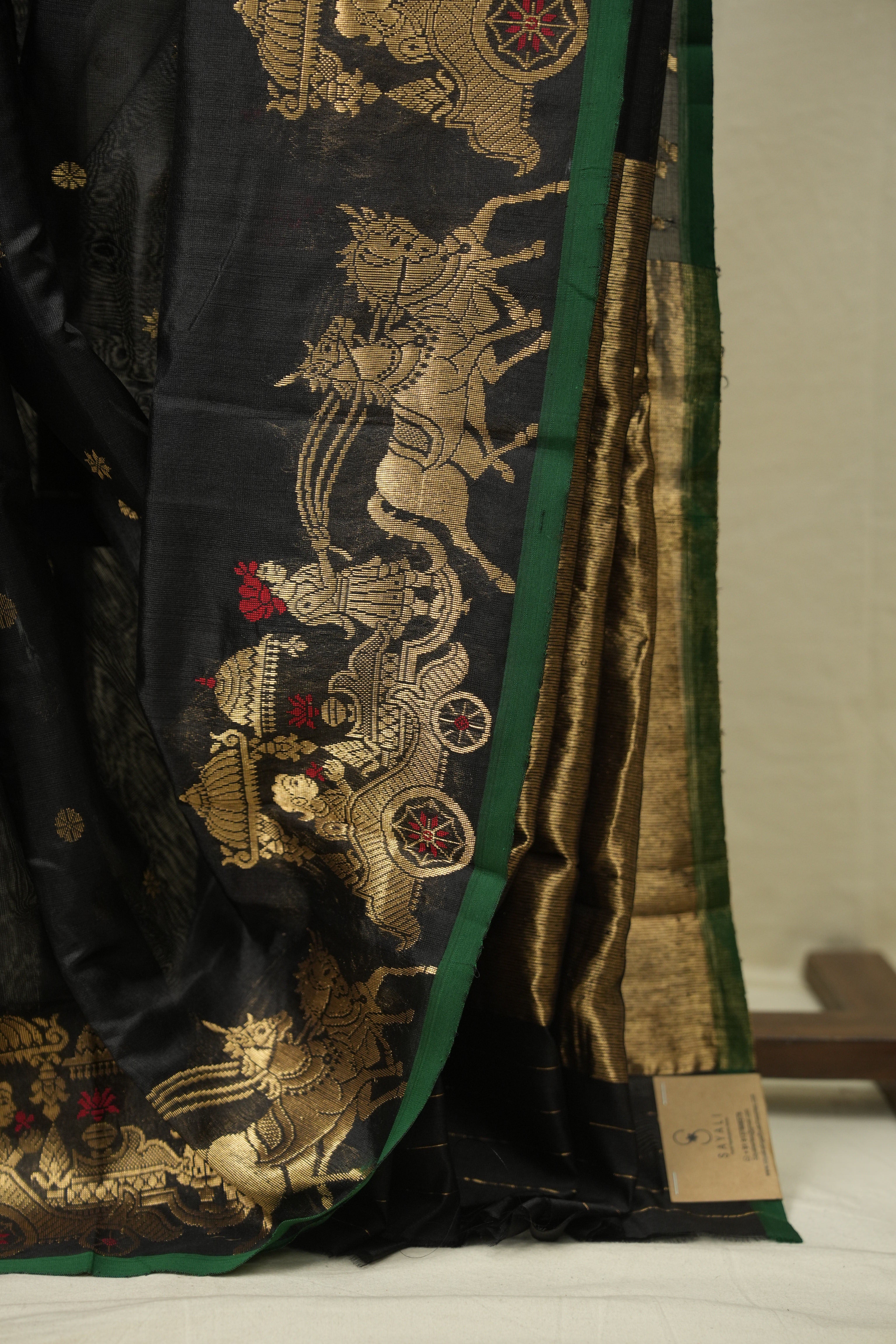 Black Chanderi Silk Saree - SRBCSS530