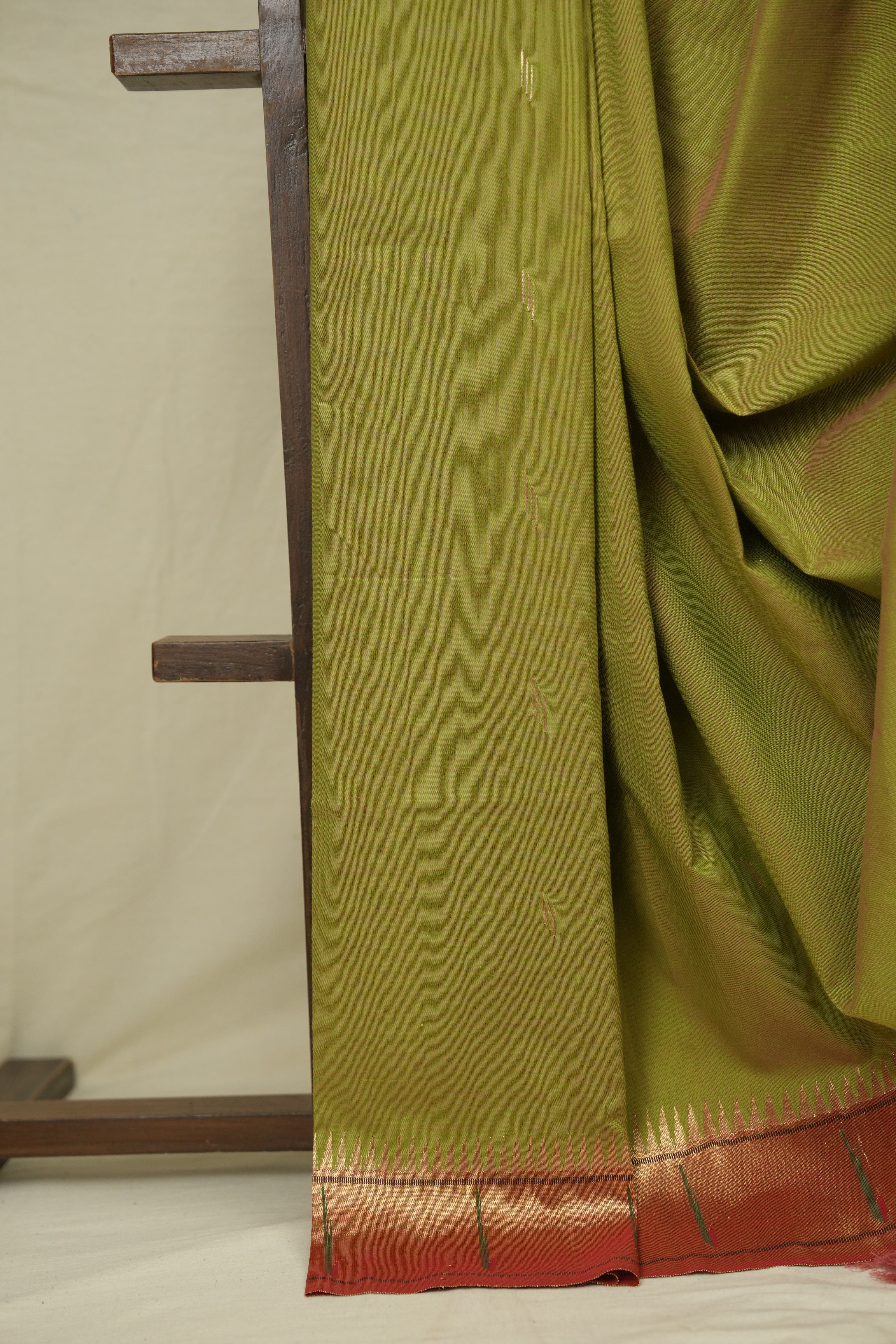 Two Tone Green Cotton Paithani Saree - SRTTGCPS760