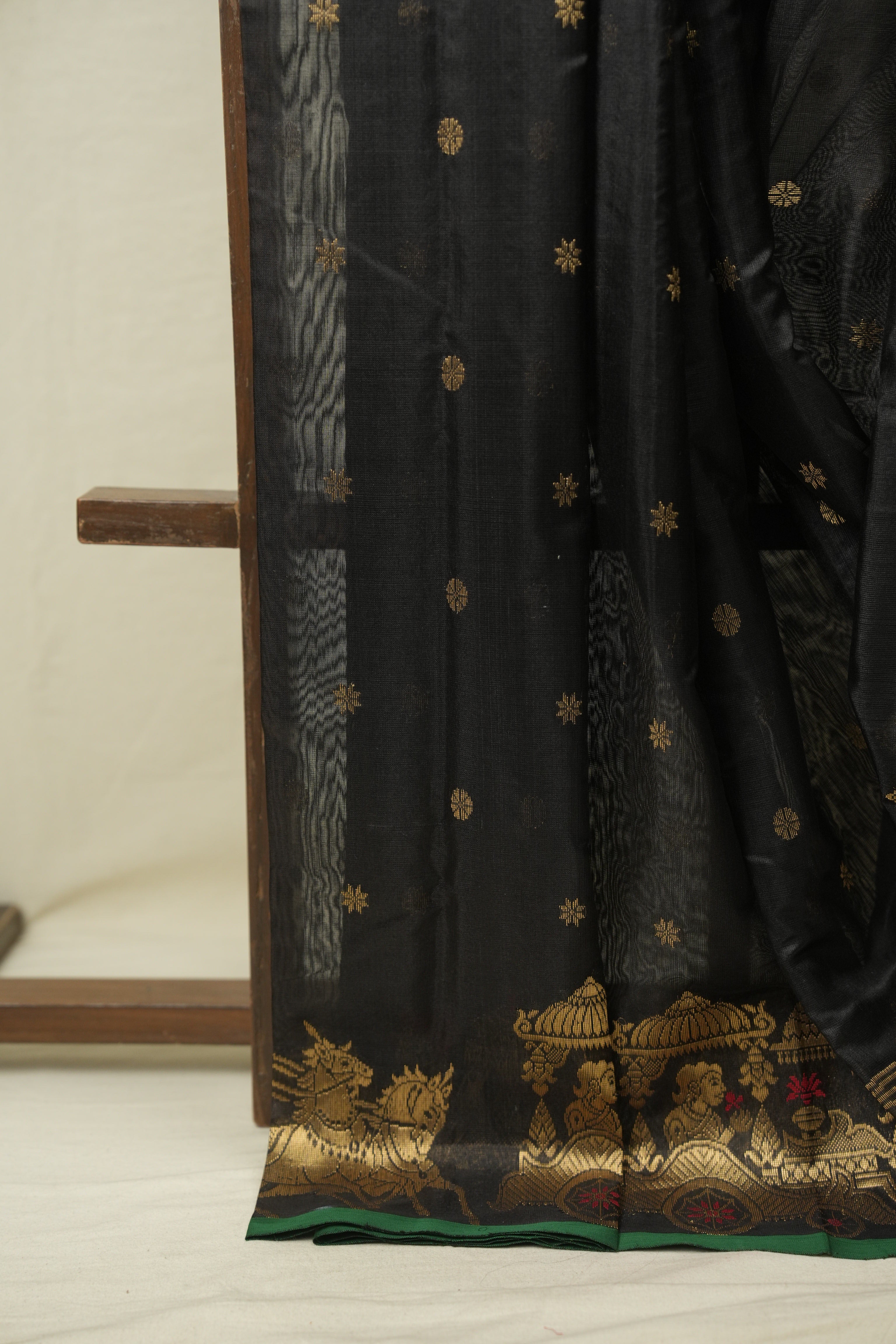 Black Chanderi Silk Saree - SRBCSS530