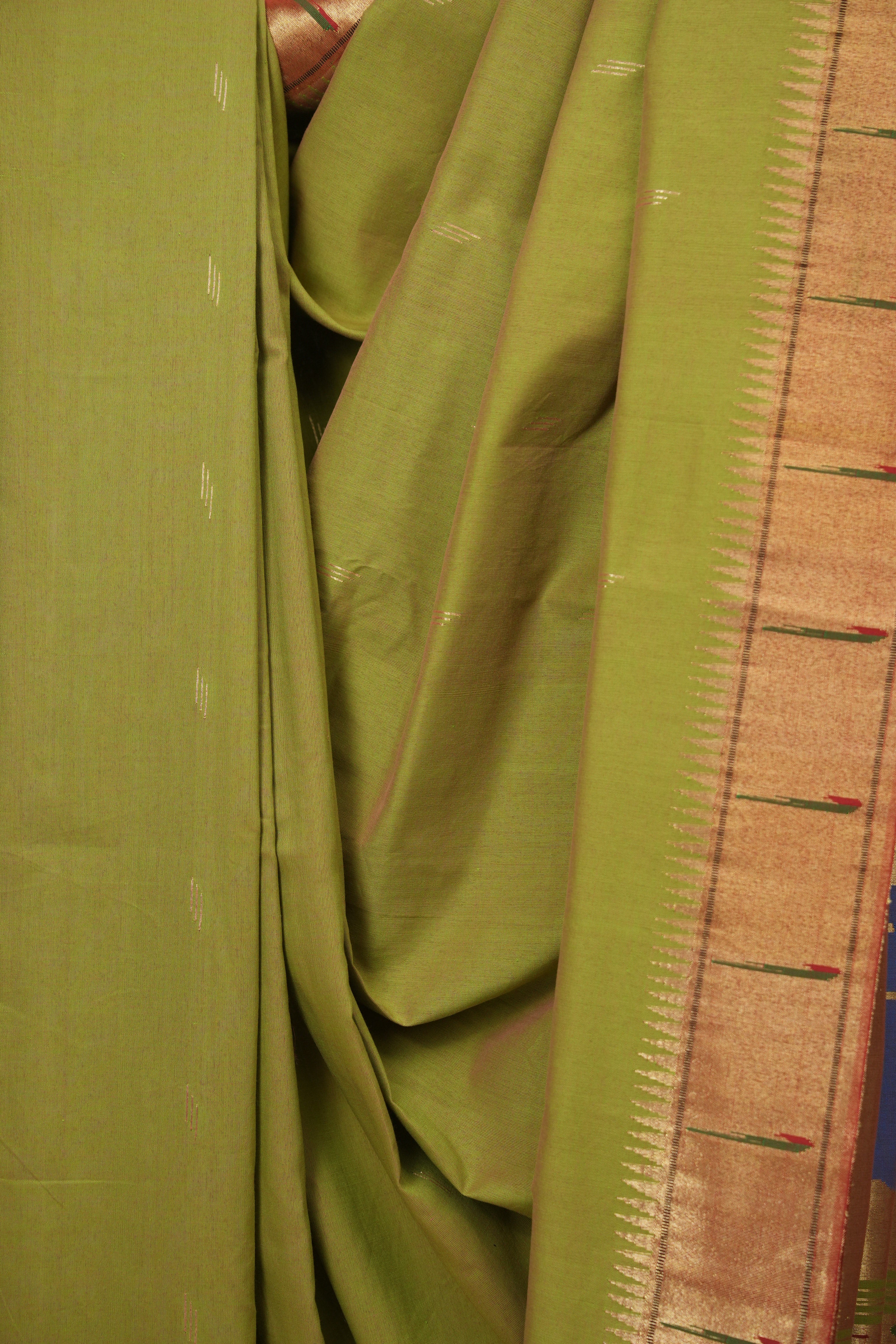 Two Tone Green Cotton Paithani Saree - SRTTGCPS760