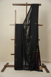 Black Bengal Mul Cotton Saree - SRBBMCS016