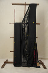 Black Bengal Mul Cotton Saree - SRBBMCS016