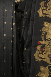 Black Chanderi Silk Saree - SRBCSS530