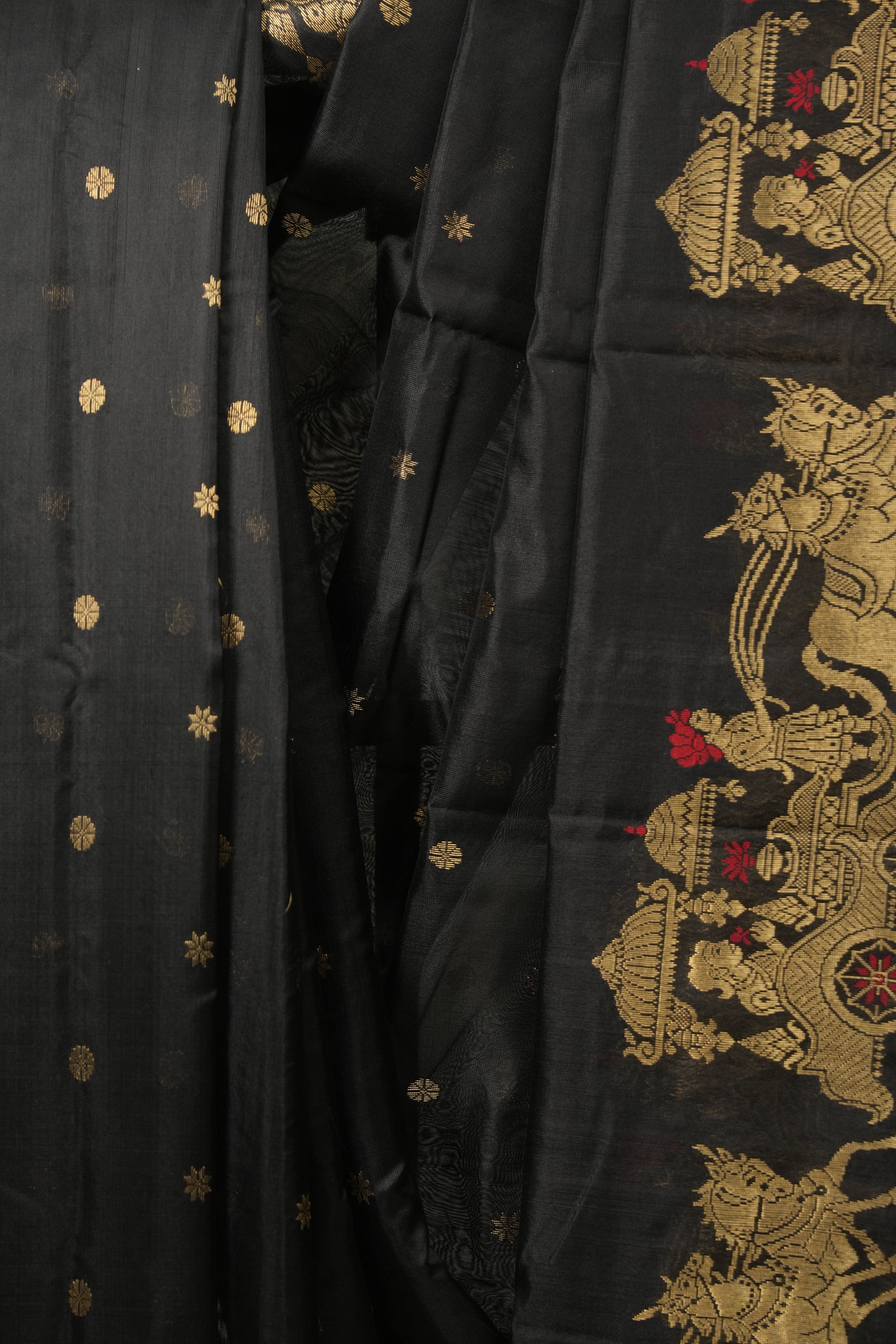 Black Chanderi Silk Saree - SRBCSS530
