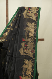 Black Chanderi Silk Saree - SRBCSS530