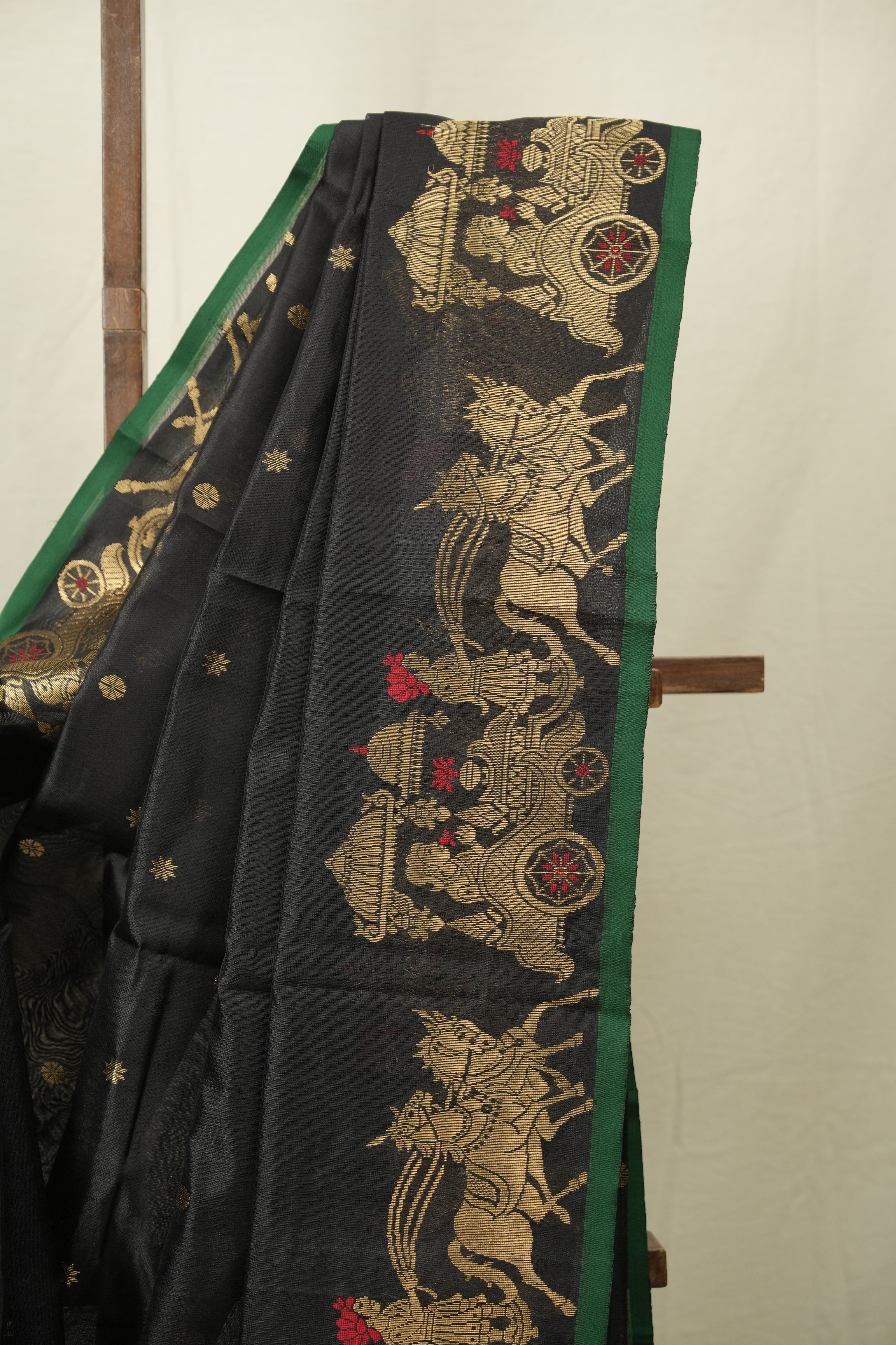 Black Chanderi Silk Saree - SRBCSS530
