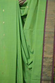 Parrot Green Cotton Paithani Saree - SRPGCPS638