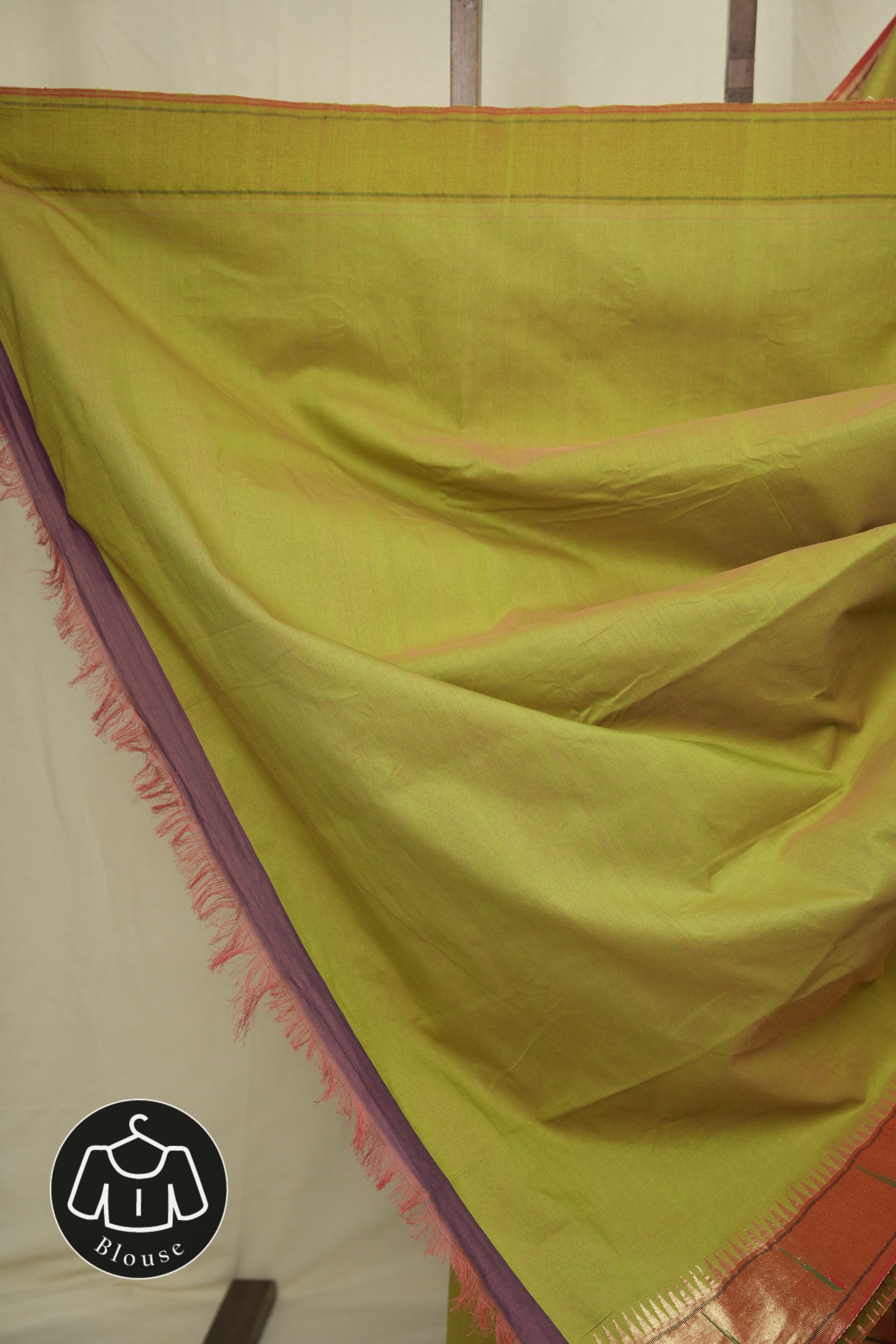Two Tone Green Cotton Paithani Saree - SRTTGCPS760