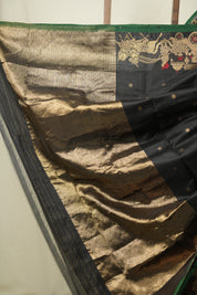 Black Chanderi Silk Saree - SRBCSS530