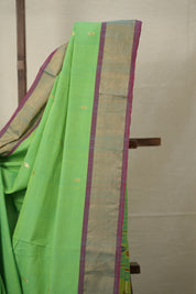 Parrot Green Cotton Paithani Saree - SRPGCPS638