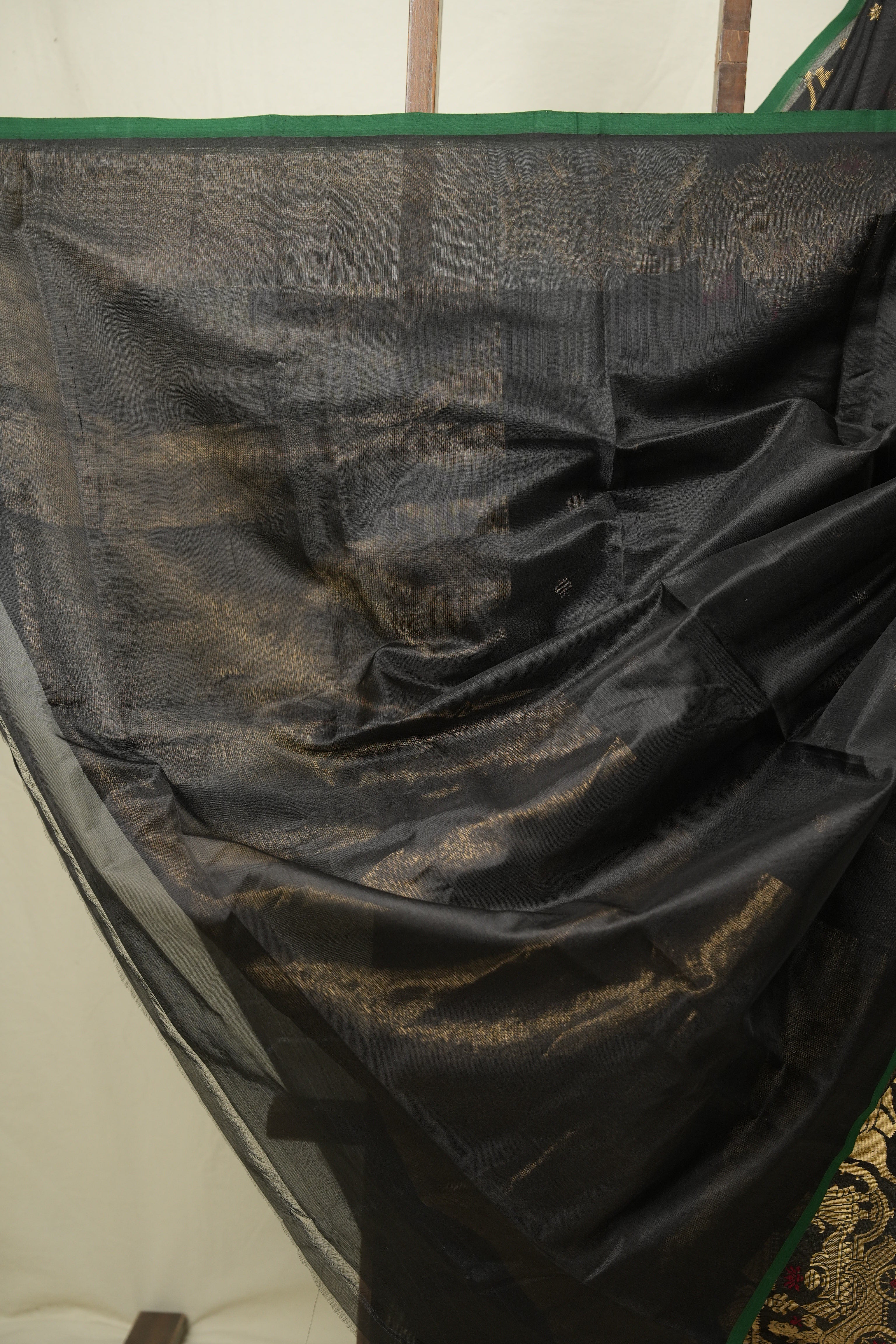 Black Chanderi Silk Saree - SRBCSS530