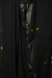 Black Bengal Mul Cotton Saree - SRBBMCS016