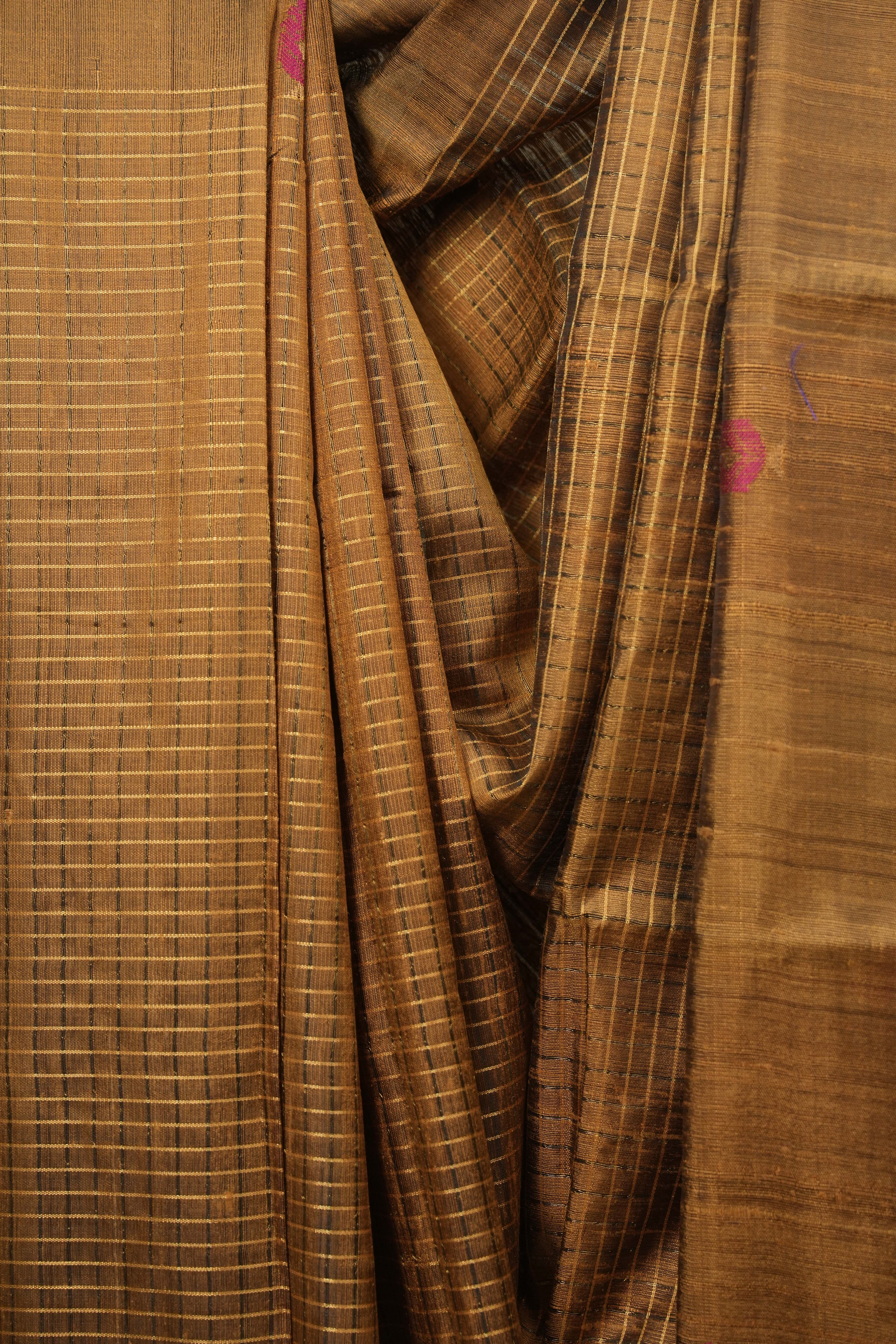 Khaki Raw Silk Saree - SRKRSS1151
