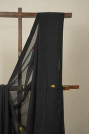 Black Bengal Mul Cotton Saree - SRBBMCS016