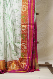 Pearl White Rajkot Patola Silk Saree - SRPWRPSS534