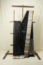 Black Chanderi Silk Saree - SRBCSS529