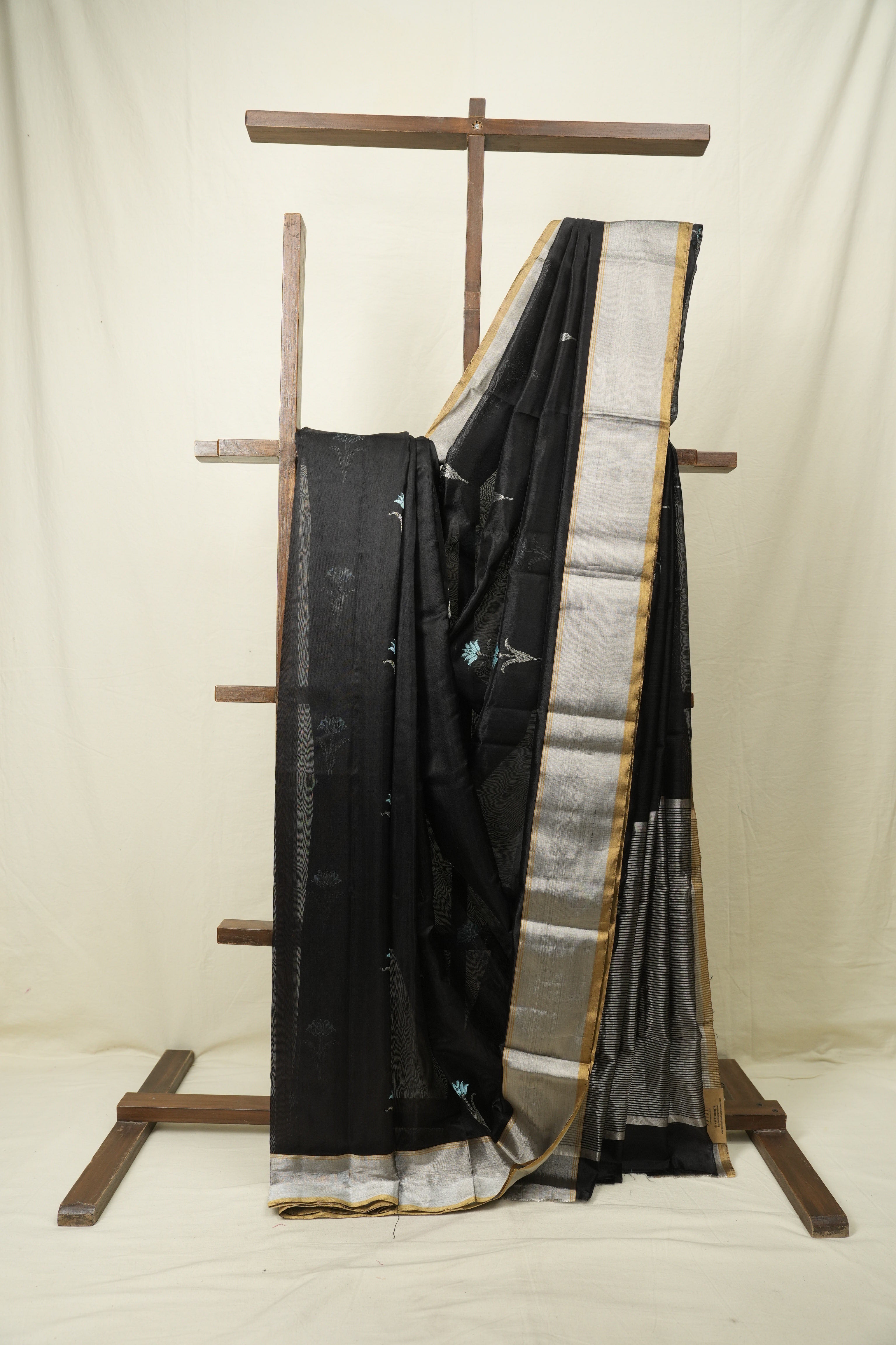 Black Chanderi Silk Saree - SRBCSS529