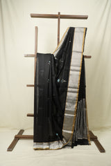 Black Chanderi Silk Saree - SRBCSS529