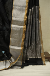 Black Chanderi Silk Saree - SRBCSS529
