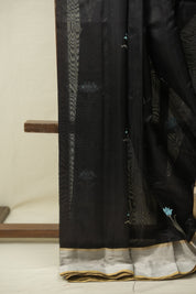 Black Chanderi Silk Saree - SRBCSS529