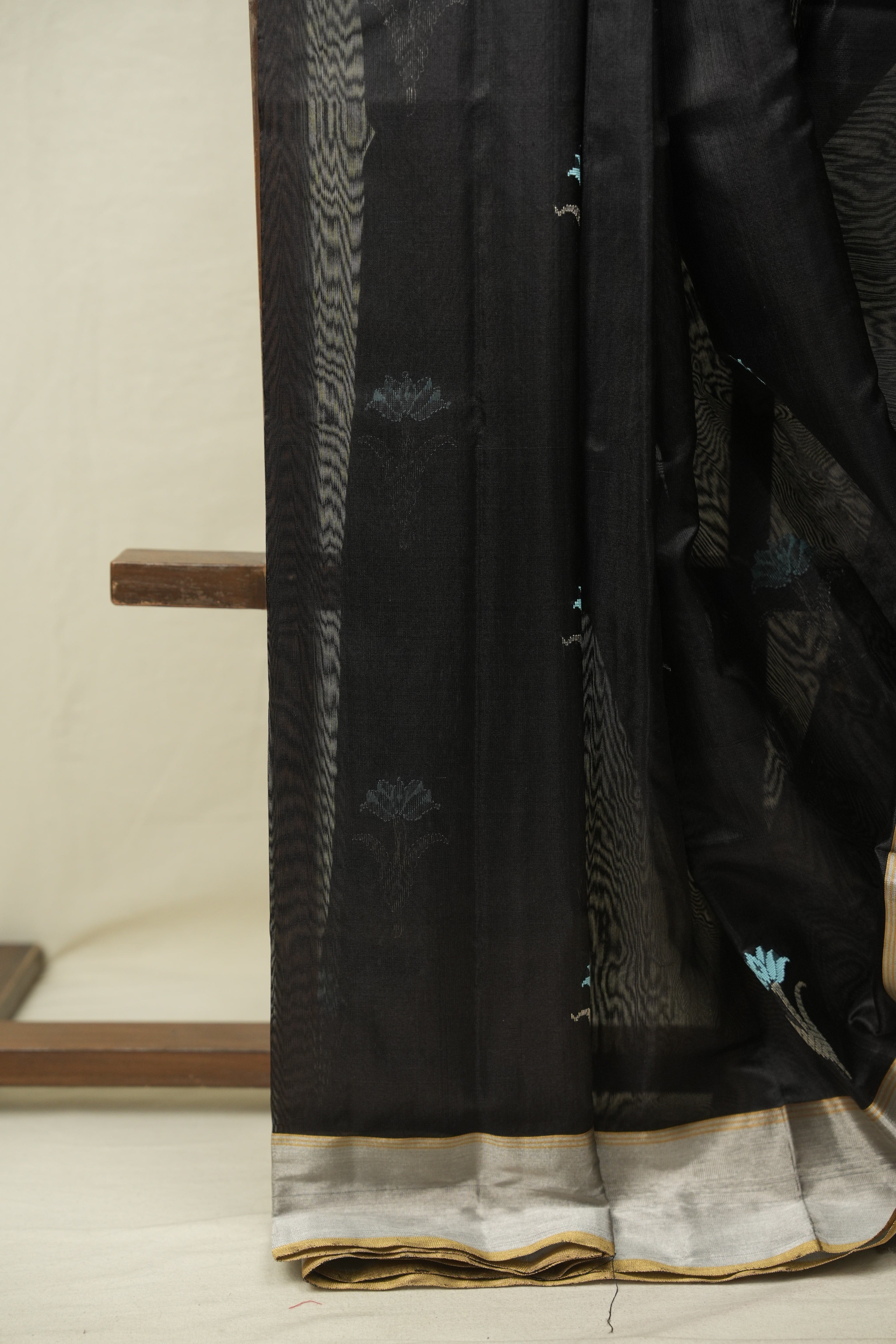 Black Chanderi Silk Saree - SRBCSS529