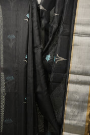 Black Chanderi Silk Saree - SRBCSS529