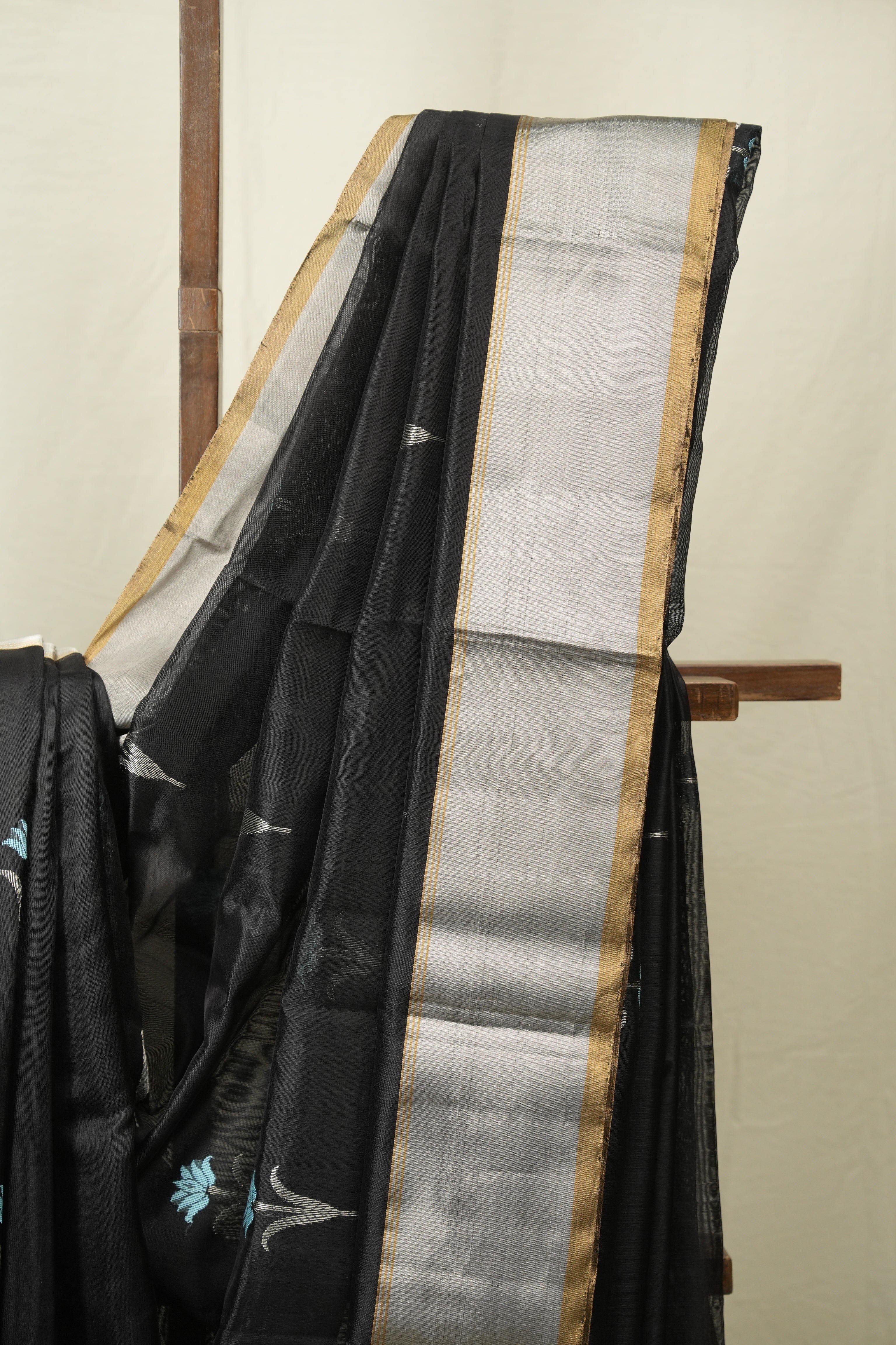 Black Chanderi Silk Saree - SRBCSS529