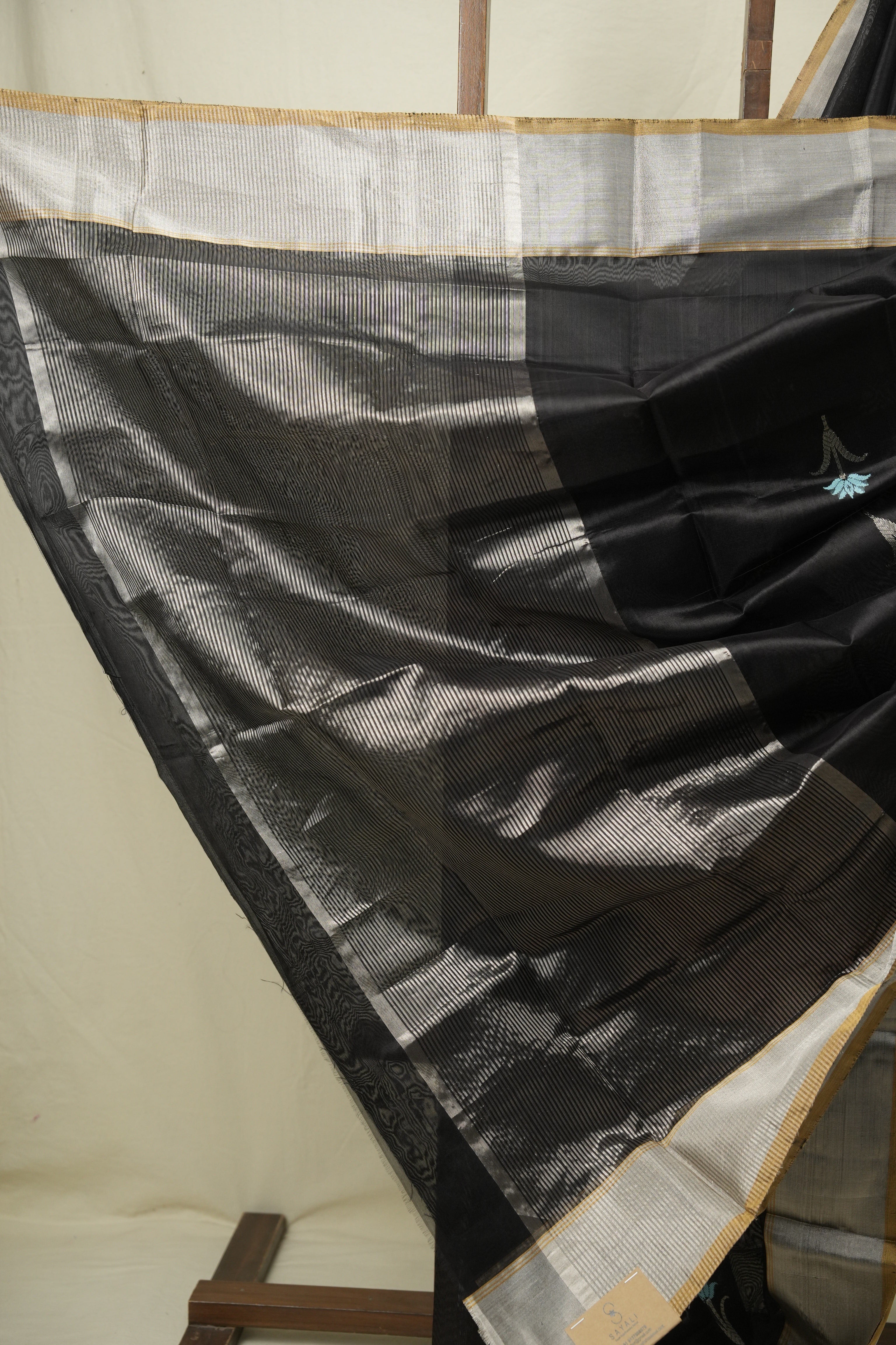 Black Chanderi Silk Saree - SRBCSS529