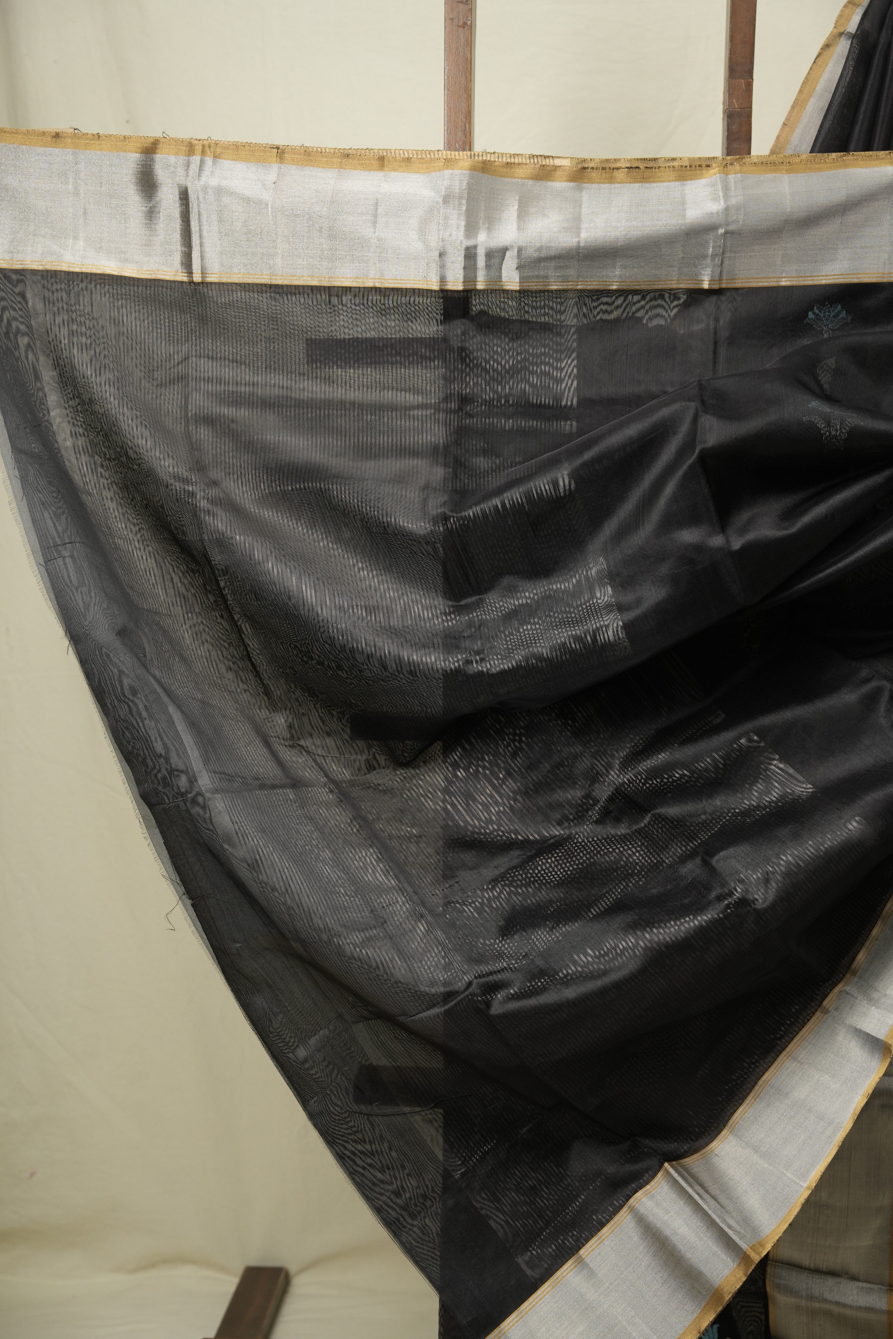 Black Chanderi Silk Saree - SRBCSS529