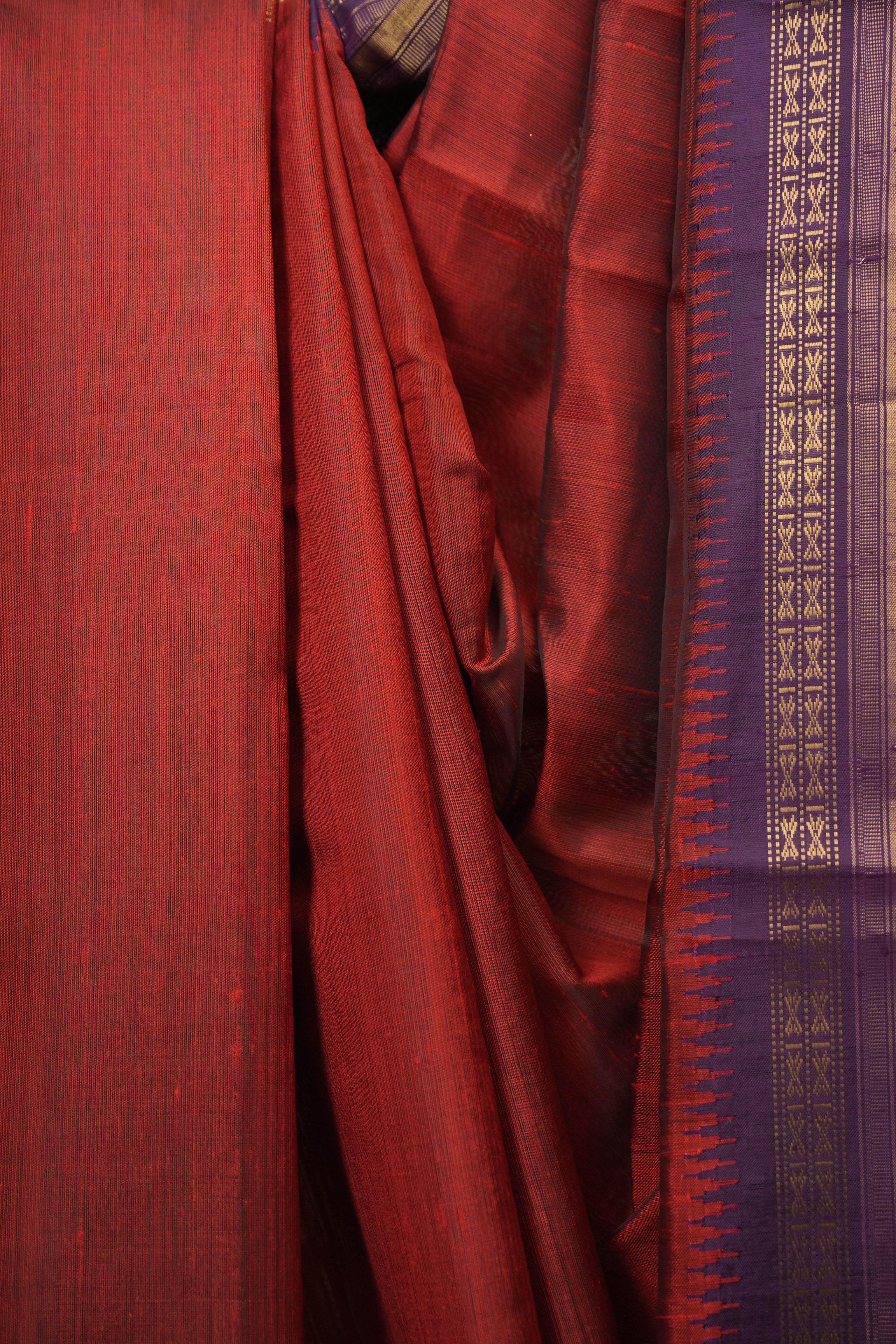 Maroon Raw Silk Saree - SRMRSS1134